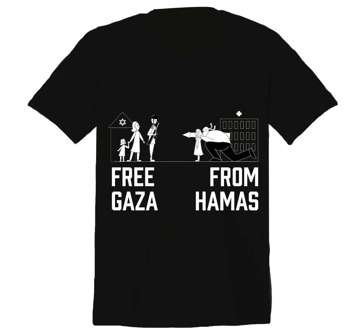 Free Gaza From Hamas T-Shirt (Unisex, Black)